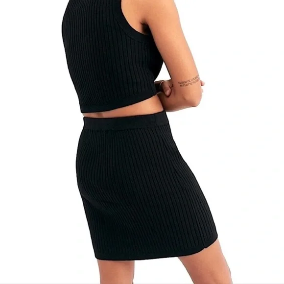 Intimately Free People Black Ribbed Knit Mini skirt x-small - Picture 2 of 7